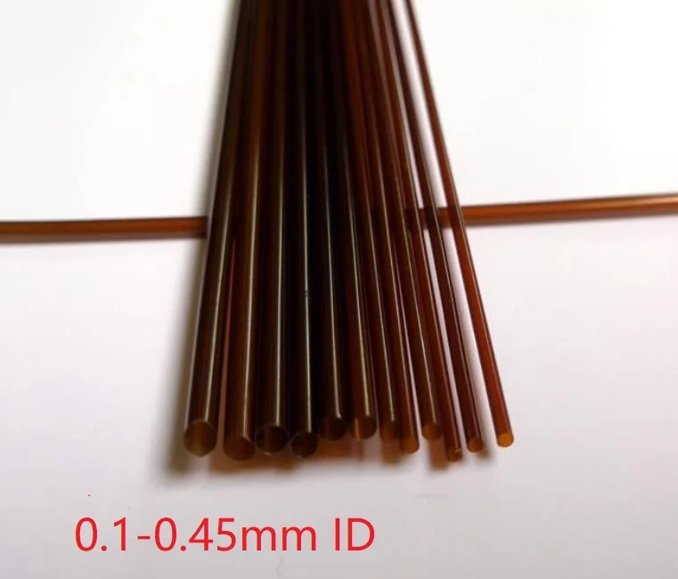 0,1-0,45 mm ID Kapton Pipe Pi trubica polyimidová hadička Prieštrte kapilárna mikroelektronická Pi trubica vysoká teplota odolná voči vysokej teplote