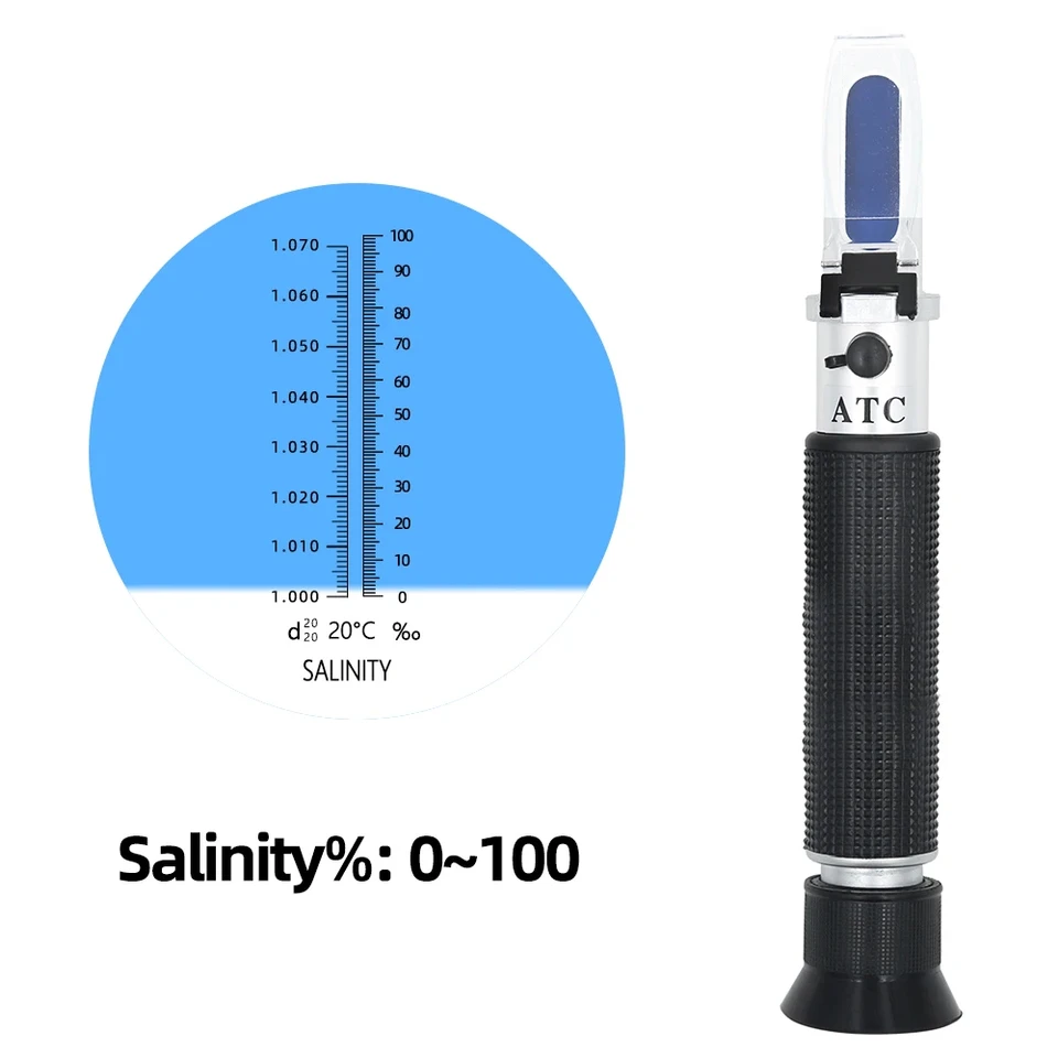 0-10% ručný refraktometra slanosti 1.000-1.070sg Optický slaometer pre morskú vodu Tester akvakultúrnych soli s morskou vodou