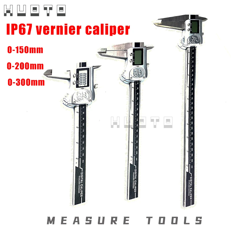 0-150 mm 200 mm 300 mm IP67 Vodotesný elektronický digitálny digitálny strmeňový posuvník sklíčko hrúbka Micometer PAQUIMETRO PAQUIMEtro