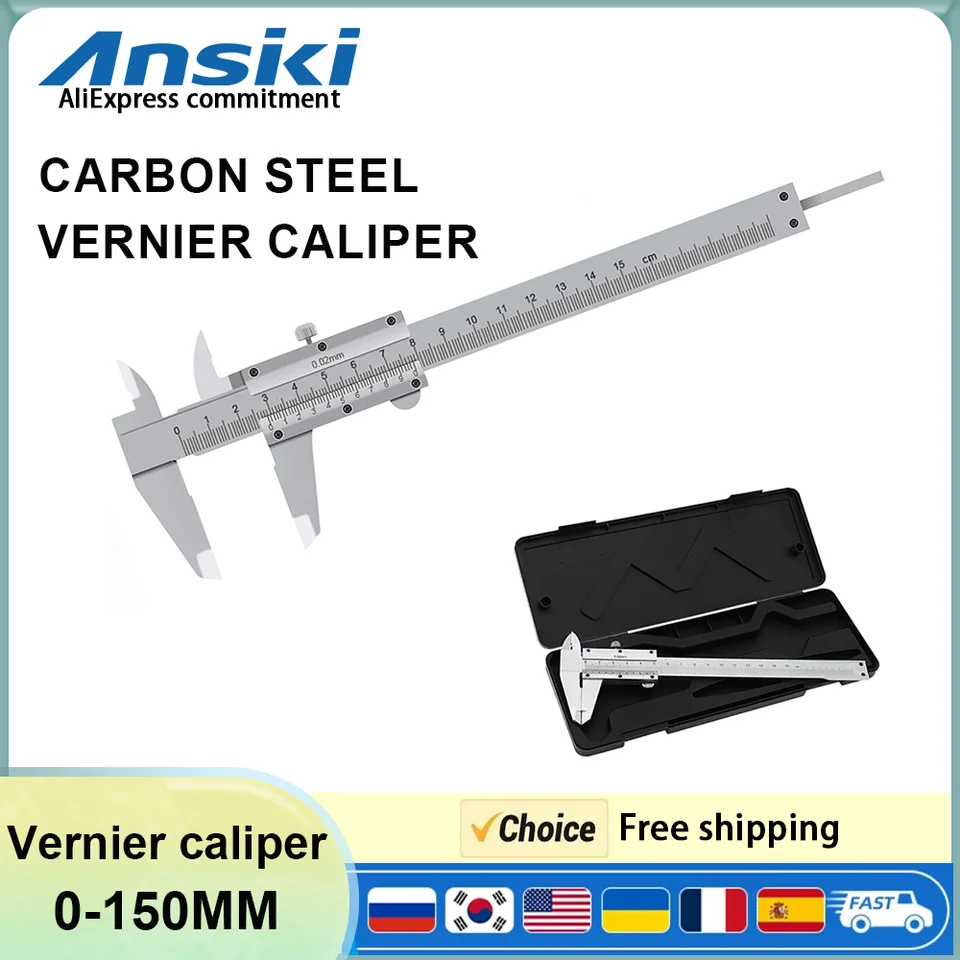 0-150 mm Vernier Caliper Hĺbka má blokovacia skrutka vysoká presná karbónová oceľ Vernier C strmeň hĺbka
