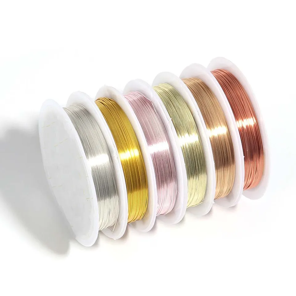 0,2/0,3/0,4/0,5/0,6/0,7/0,8/1 mm 1 roll meďné drôty kovové reťazce korálky DIY remeselné šperky na výrobu telefónnych reťazcov