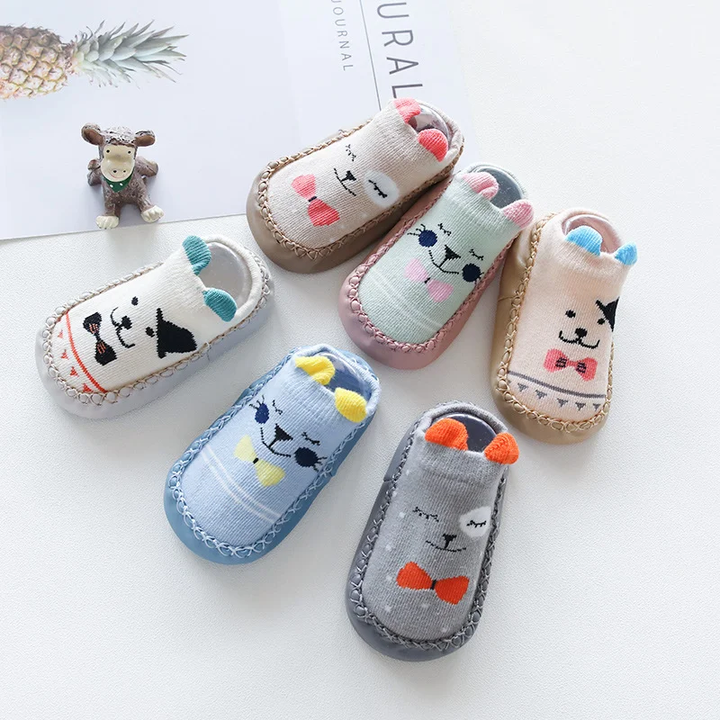 0-24 m novorodenecké topánky Toddler Dojčenské detské ponožky s gumovými podrážkami Spring Autumn Detské podlahové topánky anti sklz Soft Sole ponožka