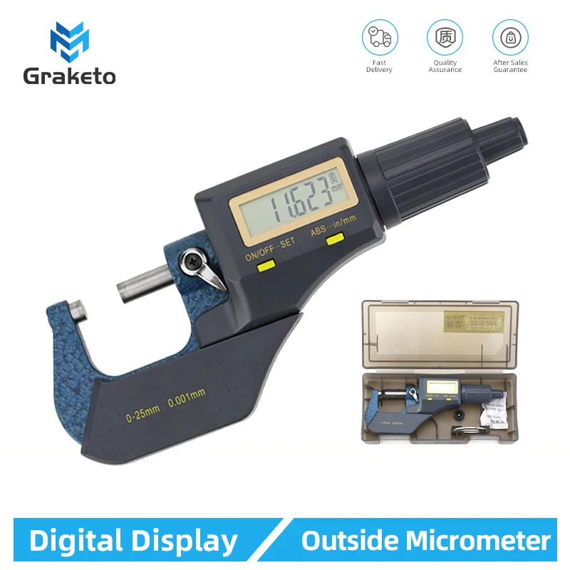 0-25 mm Externý mikrometer Digitálny mikrometer meracie nástroje Micro Meter meradlá na meranie mimo mikrometrov elektronické