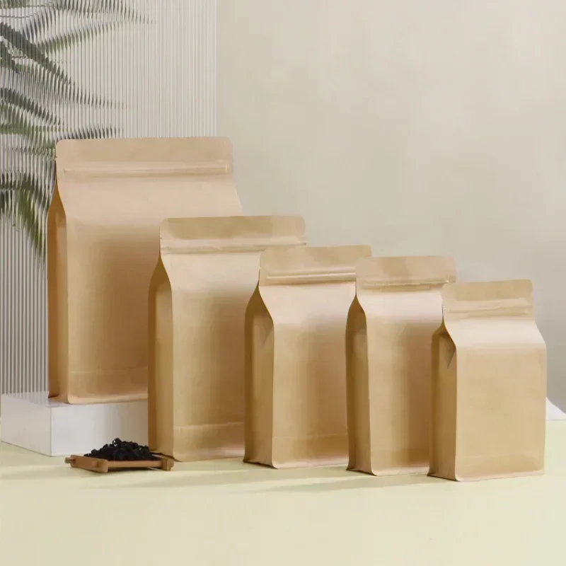0,28 mm Kraft Paper Hliníková fólia Self-tesniaci vrecko Osemstranné tesnenie tieňové vlhkosť s obalovými vreckámi stojan na zipsové vrecko na zips
