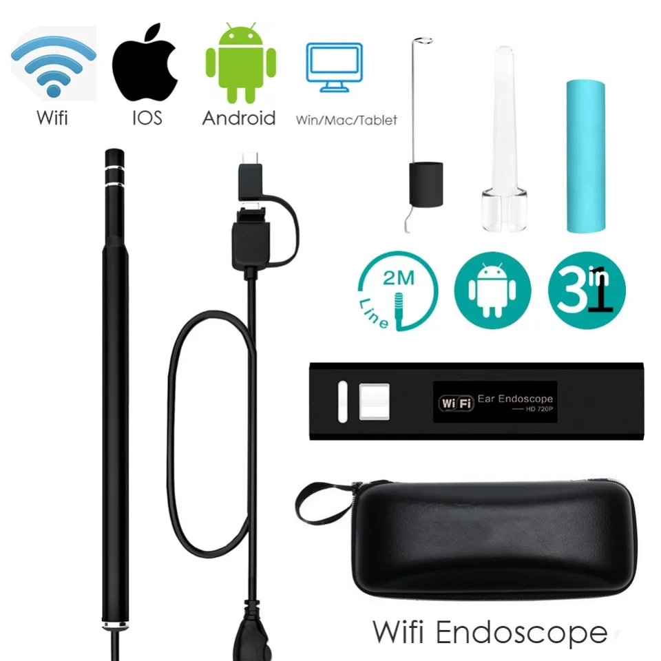 0,3/1,3 MP Medical USB HD WiFi vizuálny endoskopový endoskop Spoon Camera Borescope Android PC iOS Tablet Tablet iPhone Pick Ear Pick Otoscope