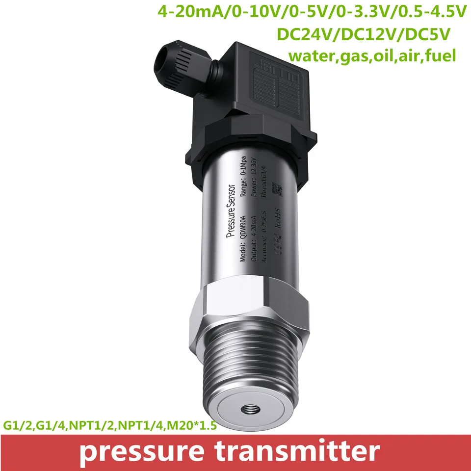0-3,3 V vysielač snímača tlaku 1BAR 10BAR 60MPA 30 kPa Vodný olej Palivový plynný plynový tlak Vzduch Prevodník Senzor DC5V Power