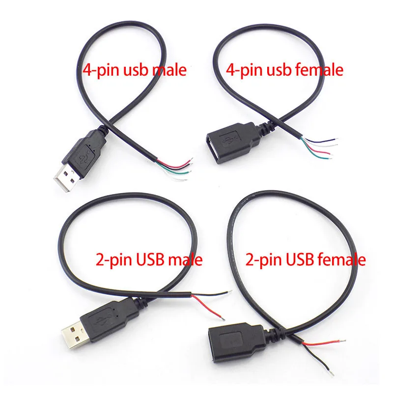 0,3 m/1m/2M napájací kábel 2 PIN 2,0 2,0 Samotný samec s 4 pin drôtom nabíjačkou nabíjačky nabíjacieho šnúr