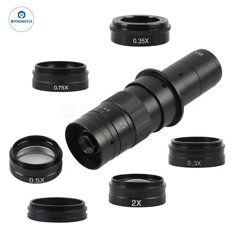 0,3x 0,5x 0,7x 2,0x pomocný barlow Objective objektív M42MM vlákno pre 120x 180x 200x 300x 500x C-Mount Optical Hair Pay Phone Oprava telefónu