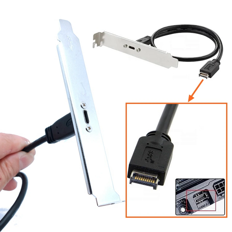 0,4 M USB 3,1 hlavička predného panela ZU USB-C TYP-C WEIBLICHE Verlängerung Kabel 40cm MIT Panel MIT Montieren Schraube 40 cm