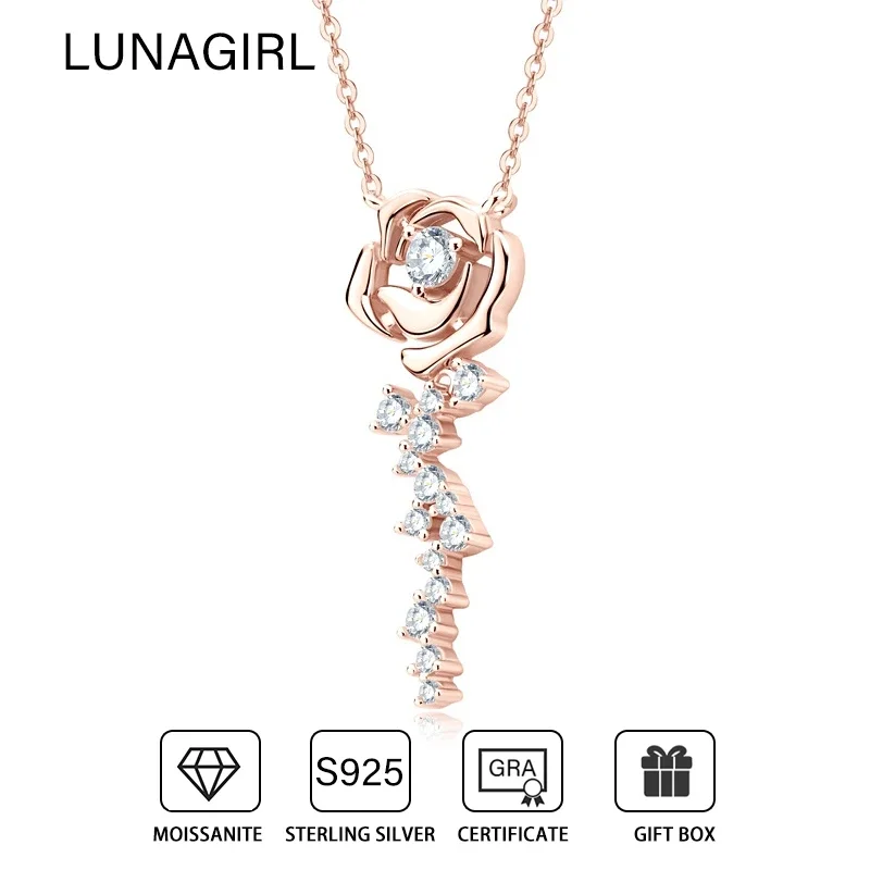 0,56Ct Moissanit Rose Pendants Náhrdelníky s certifikátom GRA 925