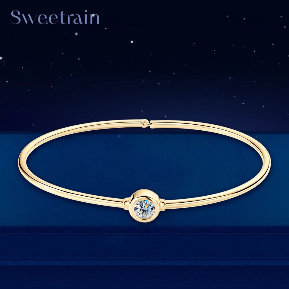 0,5Ct Moissanit Bangle Bracelet 18k Gold Tastované 925 Sterling Silver Classic Bangle Bramie Set Diamond Rakelet pre ženy