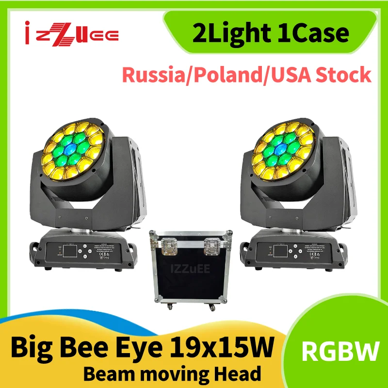 0 Duty Big Bee Eye Moving Head Light Clay Paky Zoom19x15W RGBW LED DJ DJ DISCO NIGHLEBLE NIGHLEBLIKA SVETLÁ LEAM LYRE FLYCACE