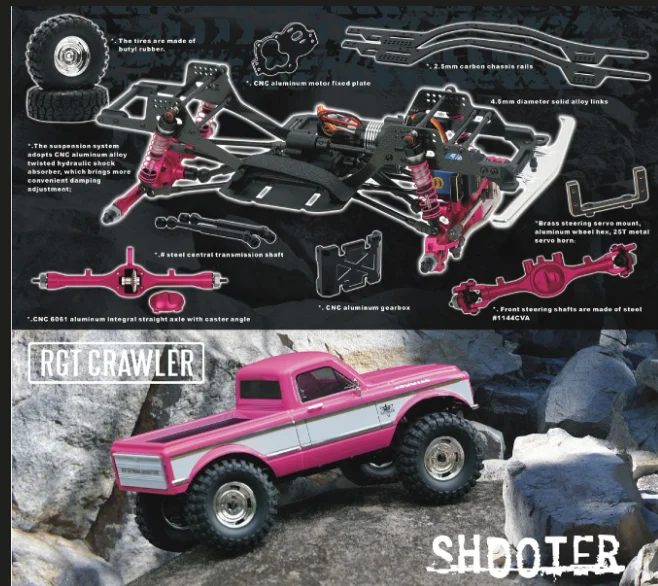 001 Náhradné diely pre RGT Racing 136100Pro 136100XL-Pro Shooter Brushless LCG Hunter F150 Raptor 1/10 Off-Road 4x4 Rock Crawler