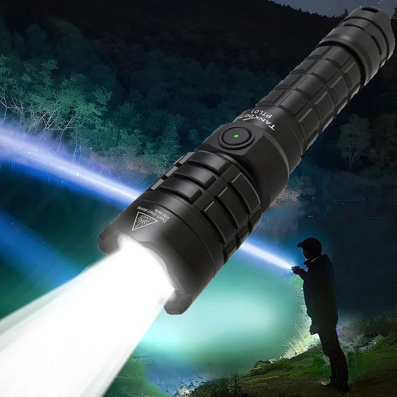 007 Vysoko napájací laserový baterka taktická baterka IP68 Nabíjateľná batéria Torch Light Light Range LED LED