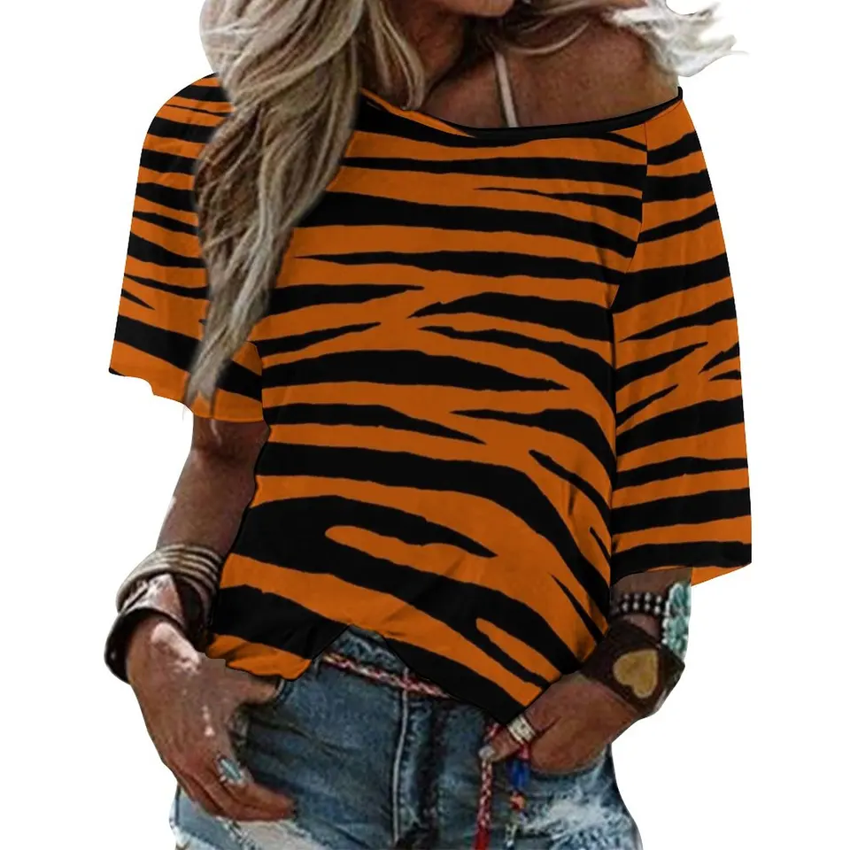 0082 Burnt Orange Tiger Lotus Leaf Brck Tričko Tričko s dlhým rukávom pre ženy na jar a jeseň tričko Crimson Francúzka Talianska