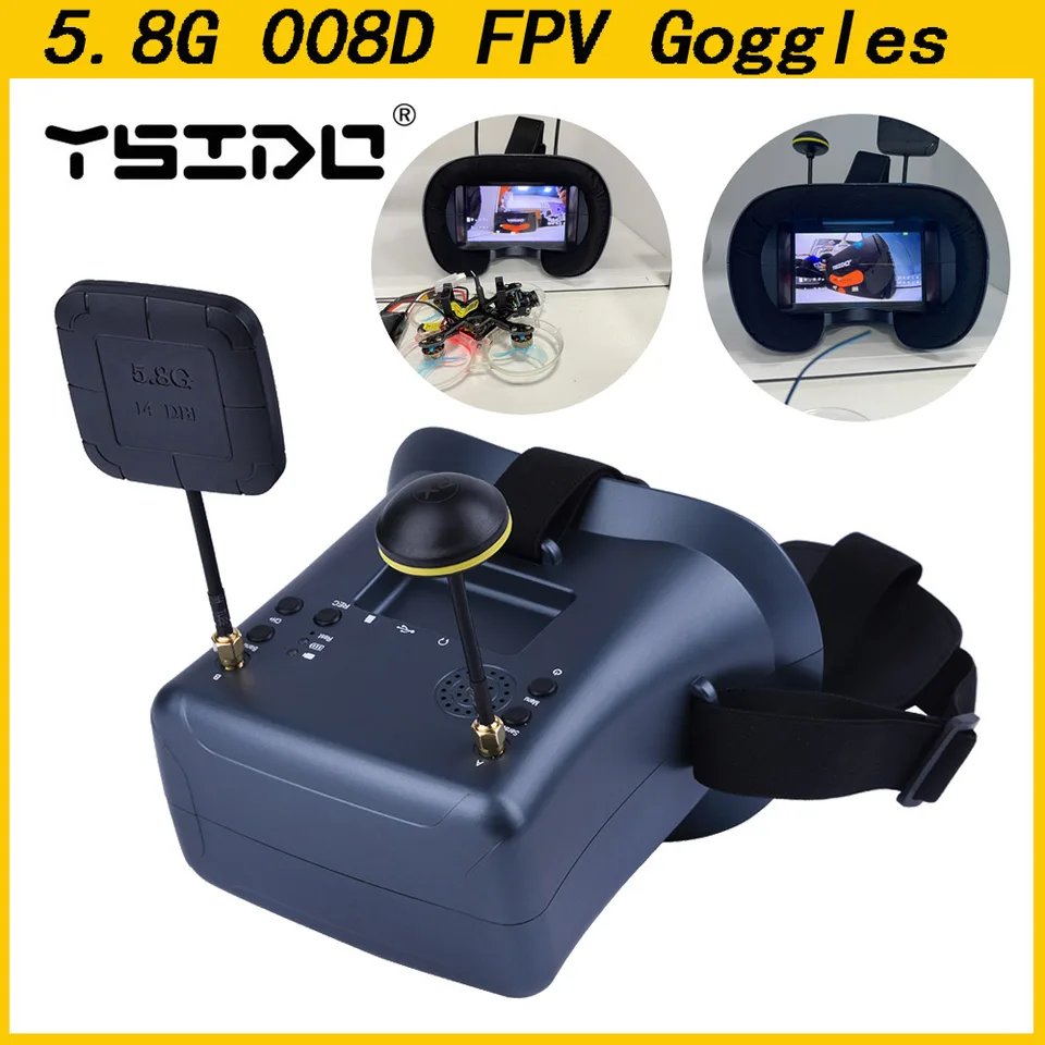 008d 5,8g 40ch 4,3 palca 800*480 Video náhlavná súprava HD DVR Diverzita FPV GOGGLES s batériou pre EV800D RC Model RC FPV DRONE