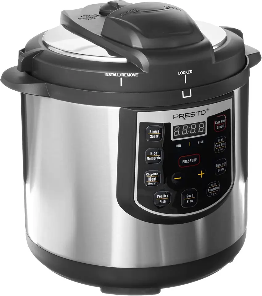 02141 6-kvart elektrický tlakový hrniec, čierna, strieborná, nehrdzavejúca oceľ