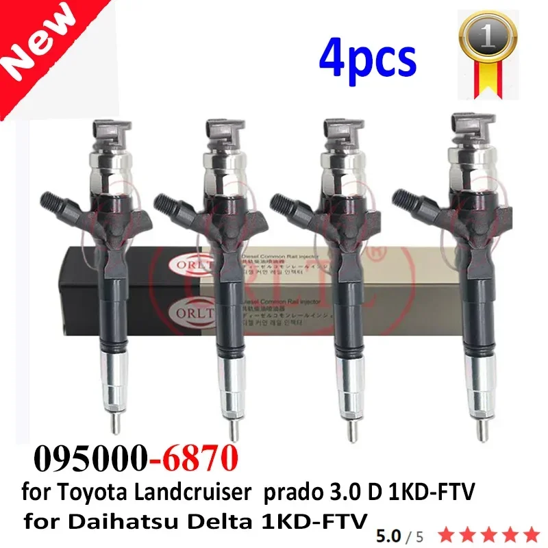 095000-6870 0950006870 6870 pre Toyota Landcruiser Prado 3.0 D 1KD-FTV DAIHATSU Delta 4pc Diesel Original paliva Injektor