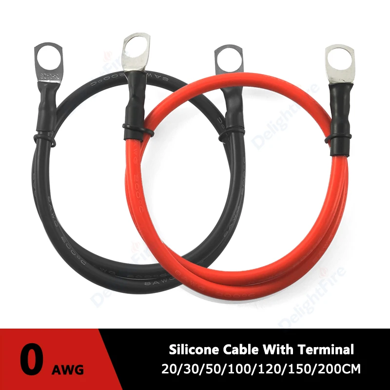 0AWG Inverter Connector Silikónový kábel 6/8/10 mm terminál s červenou čiernou konzervovanou meďou automobilovým drôtom pre batériu solárneho automobilu