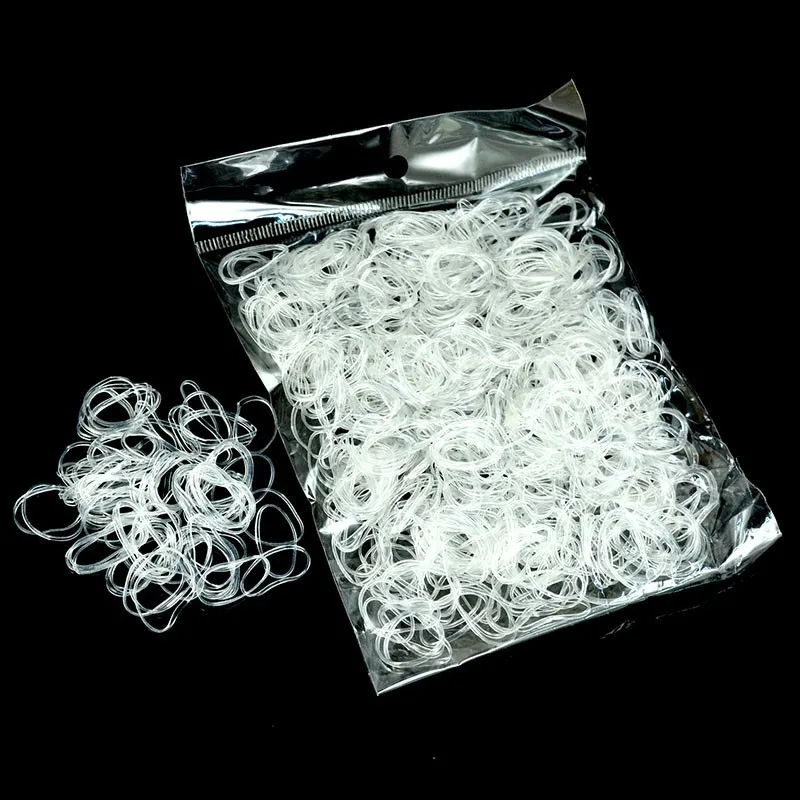 1 000 ks Priehľadné gumové vlasy lano silikónový cop držiak držiak elastický držiak na vlasy kravata Gum Rings Girl