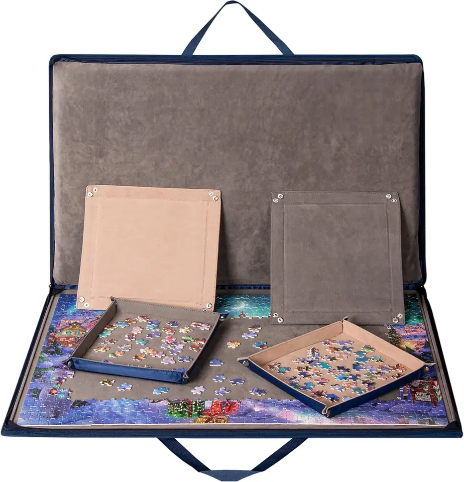 1 000 ks s jigsaw puzzle doska s čalúneným krytom, prenosné puzzle puzzle so 6 triediacimi zásobníkmi, skladovanie puzzle s nekĺzavým povrchom