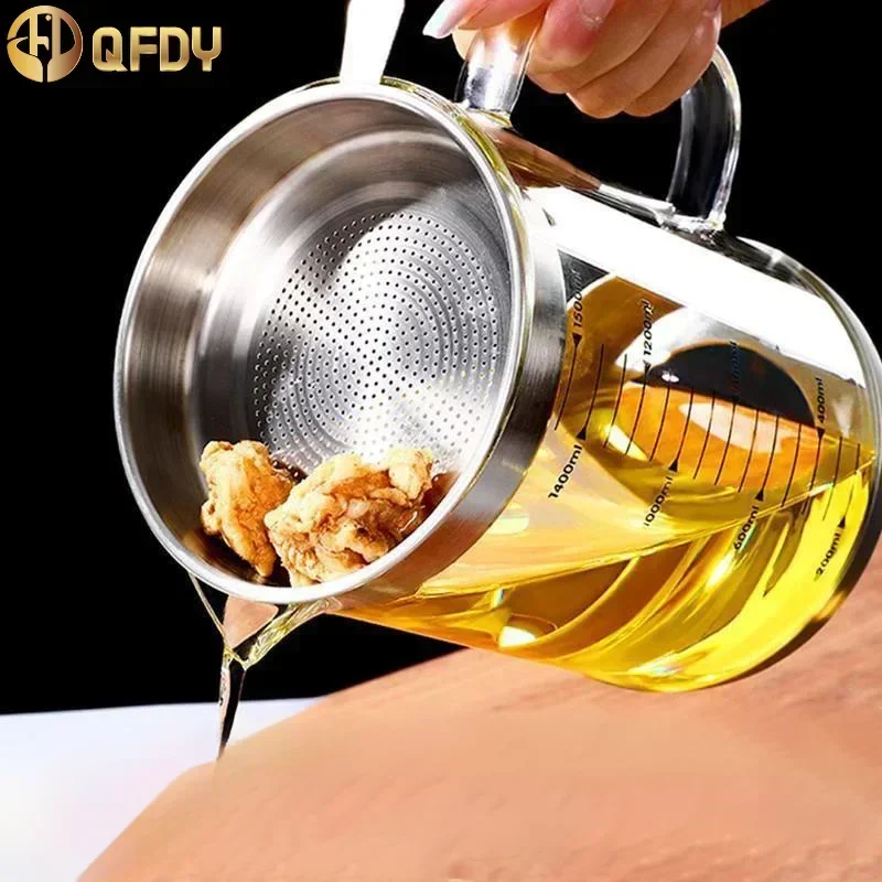 1 000 ml/1500 ml sklenený olejový filter hrnca Nádoba na olejový odlučovač oleja jemná sieťová nádrž na skladovanie Gadget Užitočné veci pre kuchyňu