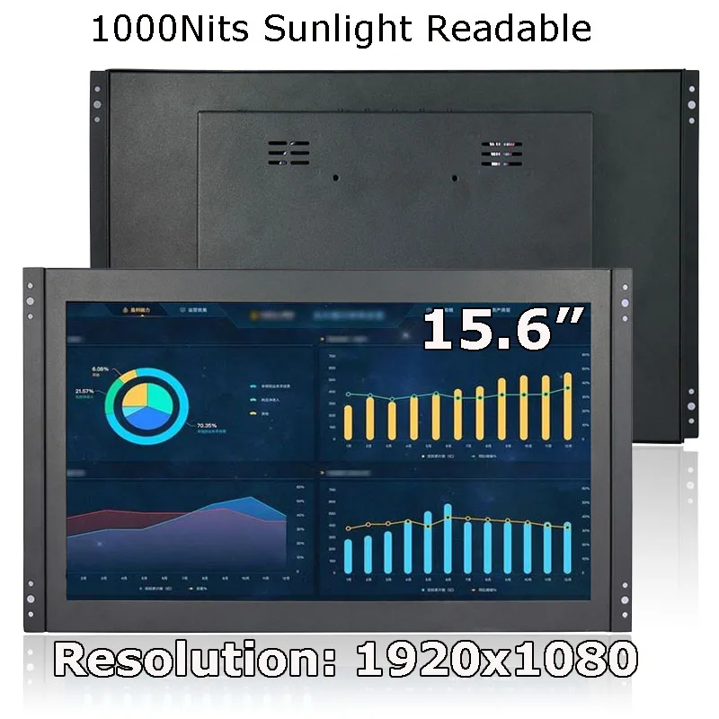 1 000 nits 15,6 palca 1920x1080 Otvorený ráme odporový/kapacitný monitor dotykovej obrazovky s VGA HDMI pre kiosk/priemyselný stroj
