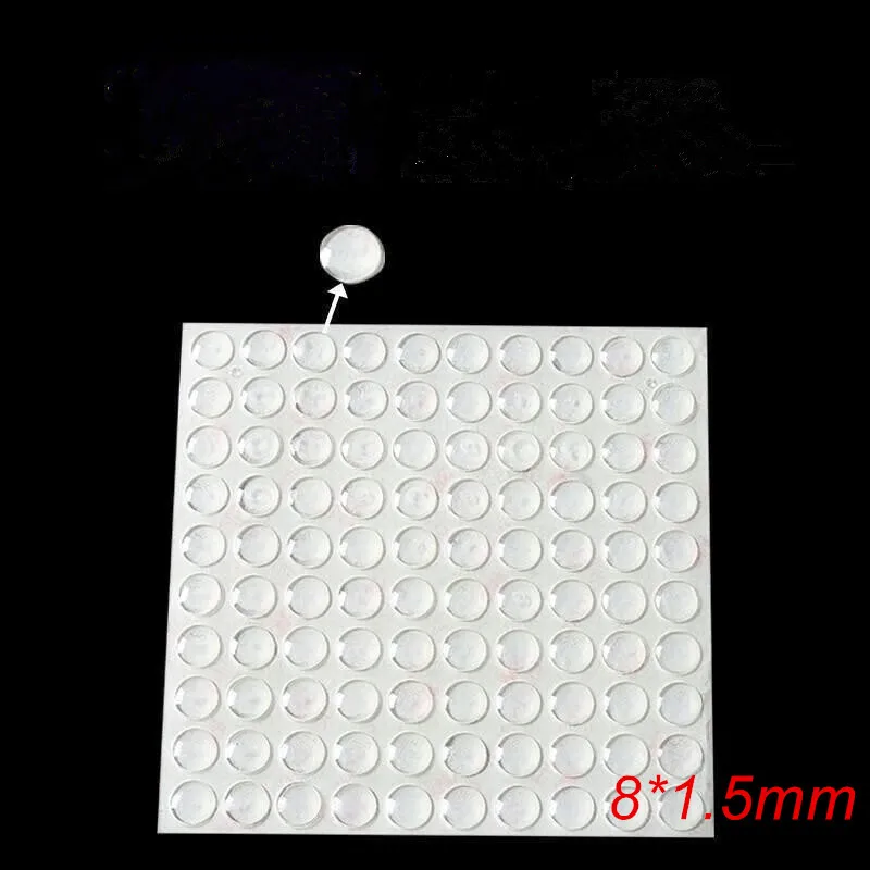 1 000 pcs 8 mm*1,5 mm 3 m Adhézne anti sklz číry/čierny mäkký zaokrúhlený silikónový gumový vankúšiky, šokový tlmič silikagélu