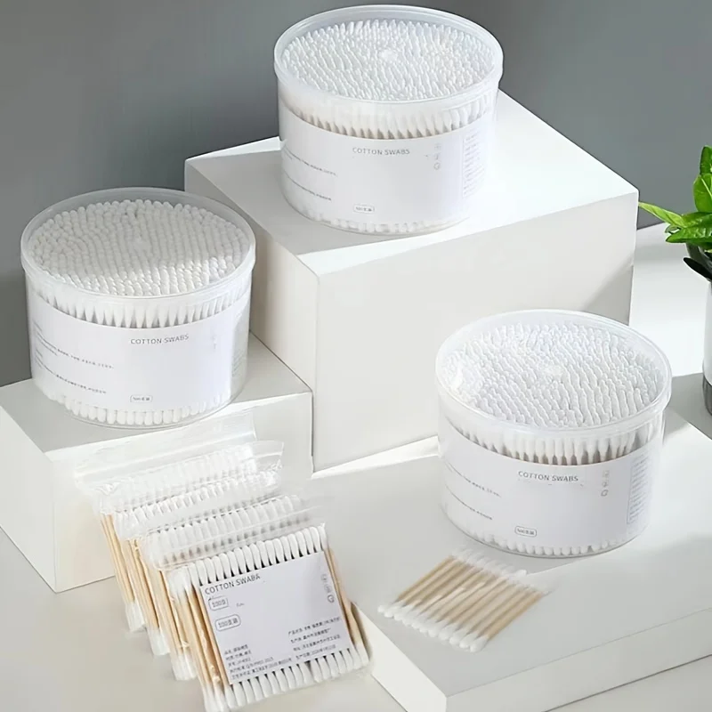 1 000 tampónov s dvojitým koncom na čistenie uší a make-up-sanitárne jednorazové tampóny bez vône na čistenie, odstraňovač make-upu a