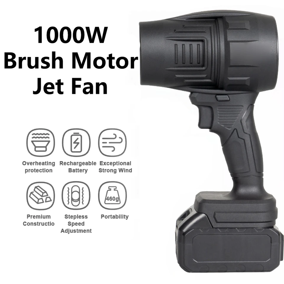 1 000 W vreckový prúdový ventilátor 500G High Thrust Násilný ventilátor kefy Motor Duct Turbofan Stepless Speed ​​Spravidla prenosný prachový dúchadlo