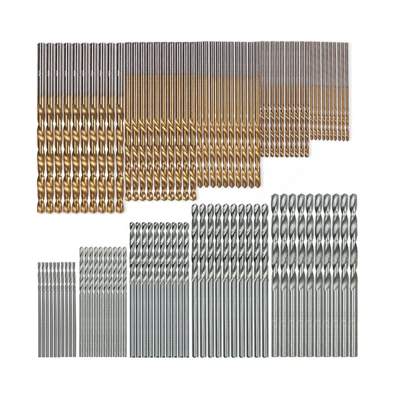 1/1,5/2/2,5/3 mm 50ks Titánové vrtáky potiahnuté HSS vysokorýchlostné oceľové vŕtacie bity Set Power Nástroj pre drevené hliníkové plasty