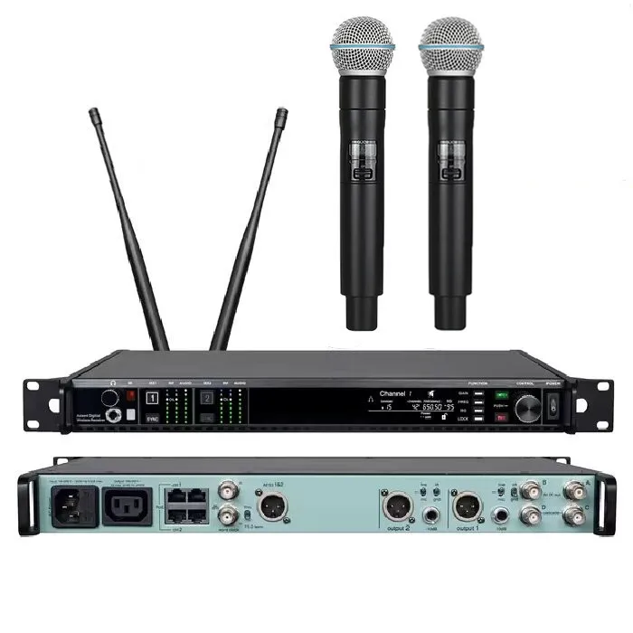 1: 1 AD4D-Pro Professional Mikrofónová mikrofónová diverzita náhlavná súprava LaValier Dual Channel Wireless Microfón