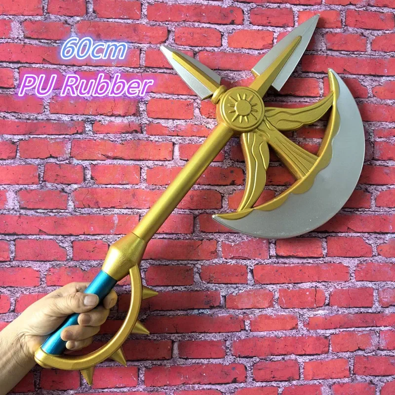 1: 1 Anime Cosplay Escanor Sun Tomahawk Sword Broken Road Rola Hra zbraň Stratený bane nožový model bezpečnosť PU