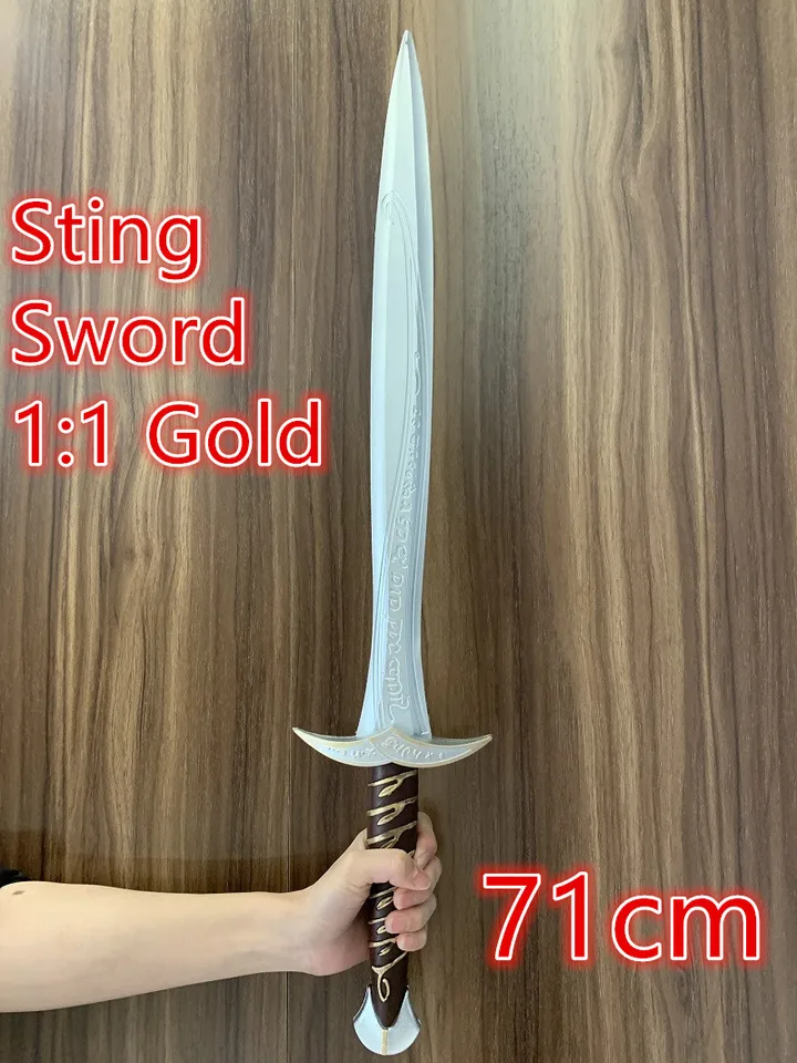 1: 1 Elfov meč Cos CONCANTATION SWOD SWORD ZLATNÁ ZBRASA DETA DETA DETICKÁ PARTY DEKORÁCIA HALLOWEEN FILMY Show 71 cm