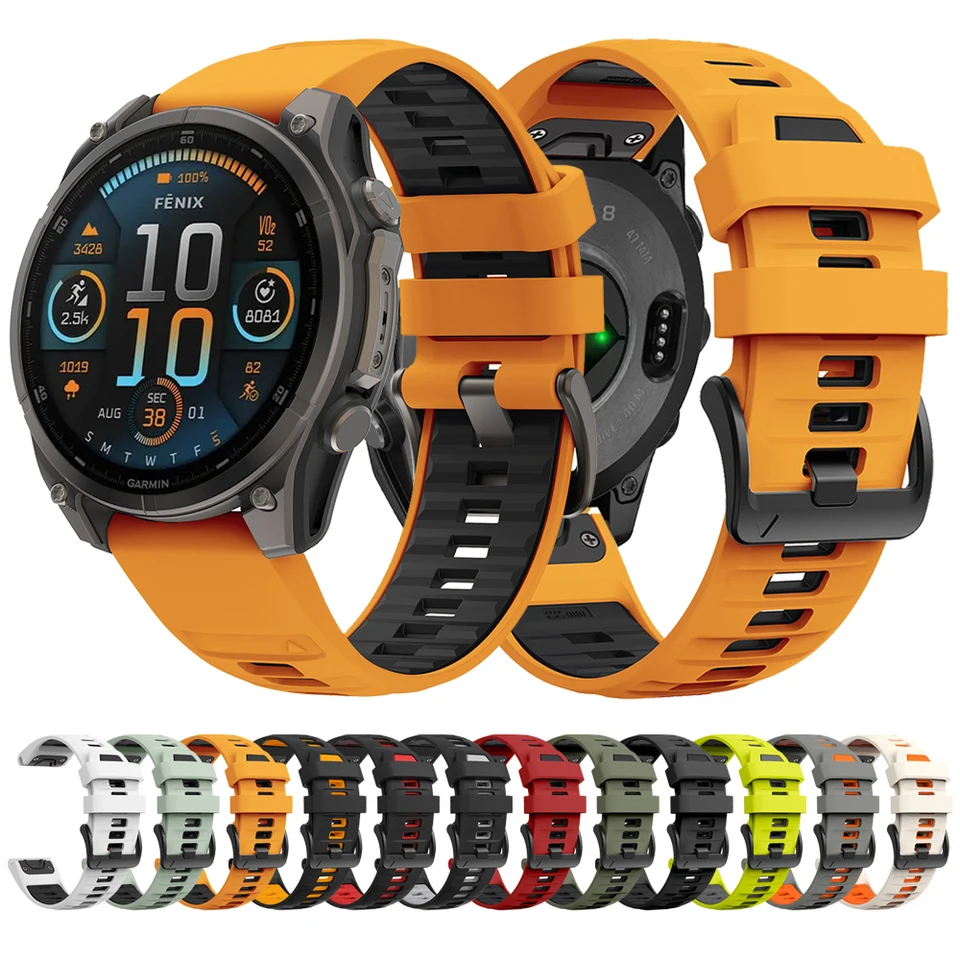 1: 1 Fenix8 Watch Band pre Garmin Fenix ​​8 47 mm 51 mm E 7 7x 6x 5 5x/epix pro/enduro 3 QuickFit 22mm 26 mm Silikónový popruh náramok