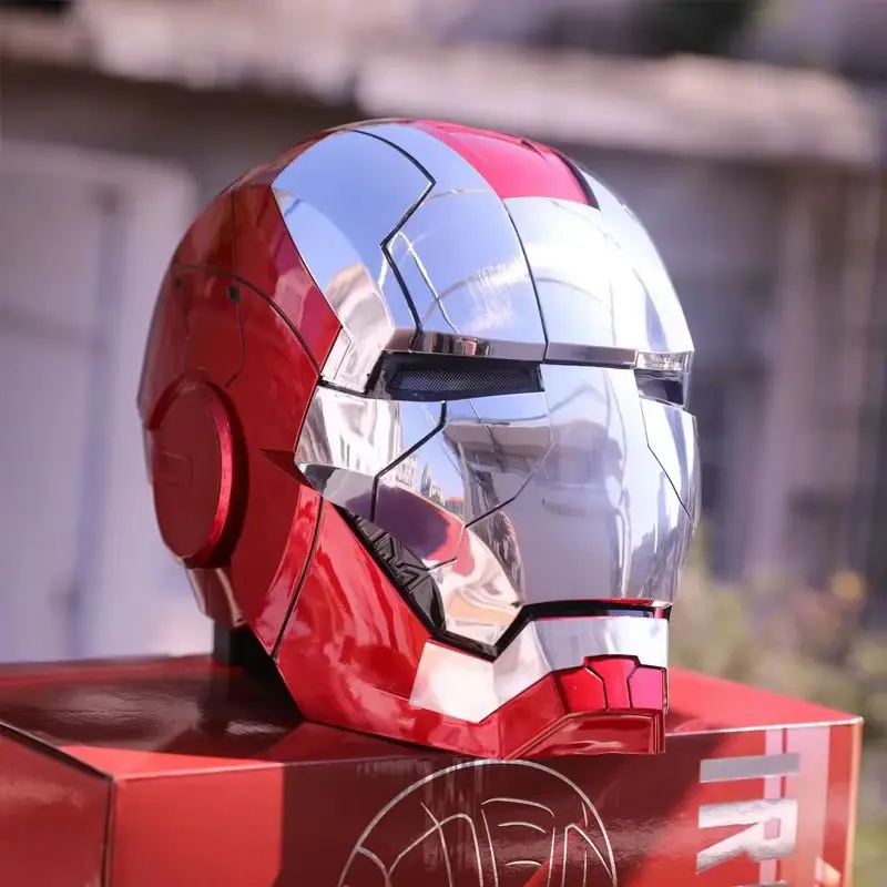 1/1 Iron Man Helma Cosplay MK5 Elektrická hlasová riadiaca prilba LED oči Model kovová maska ​​Hračky pre dospelých Deti vianočné darčeky
