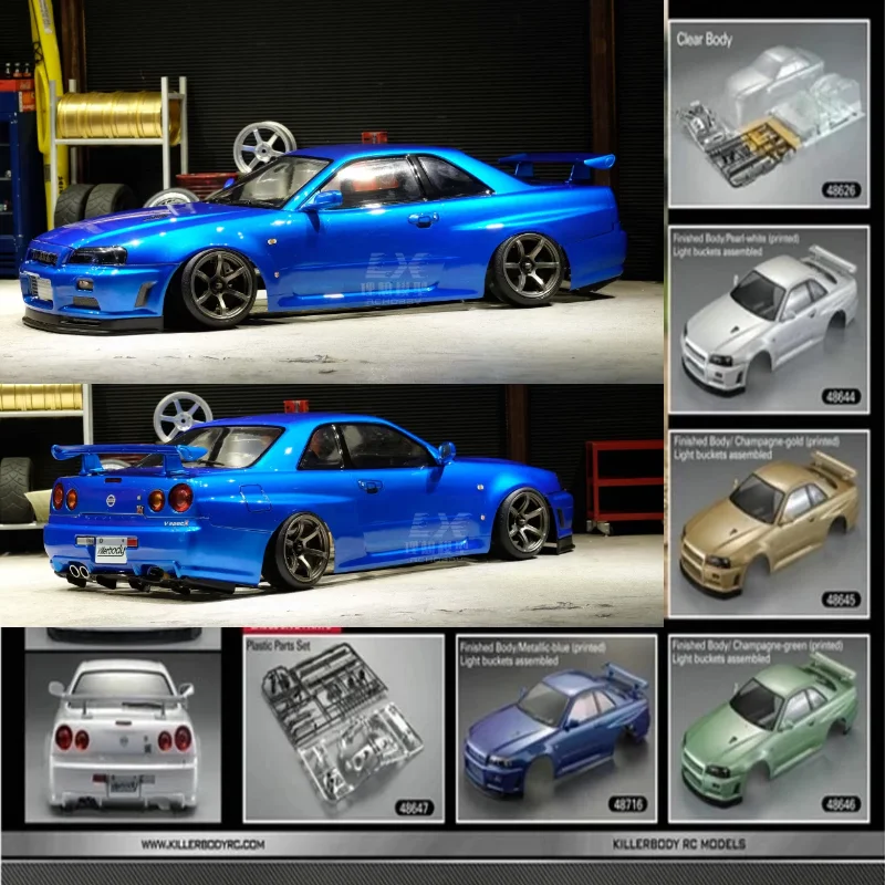 1/10 GTR GT-R Skyline BNR34 RC PC Drift Body Shell Complete Body 257 mm kolies 195 mm šírka pre Yokomo MST XRAY 3 Racing D5S D4