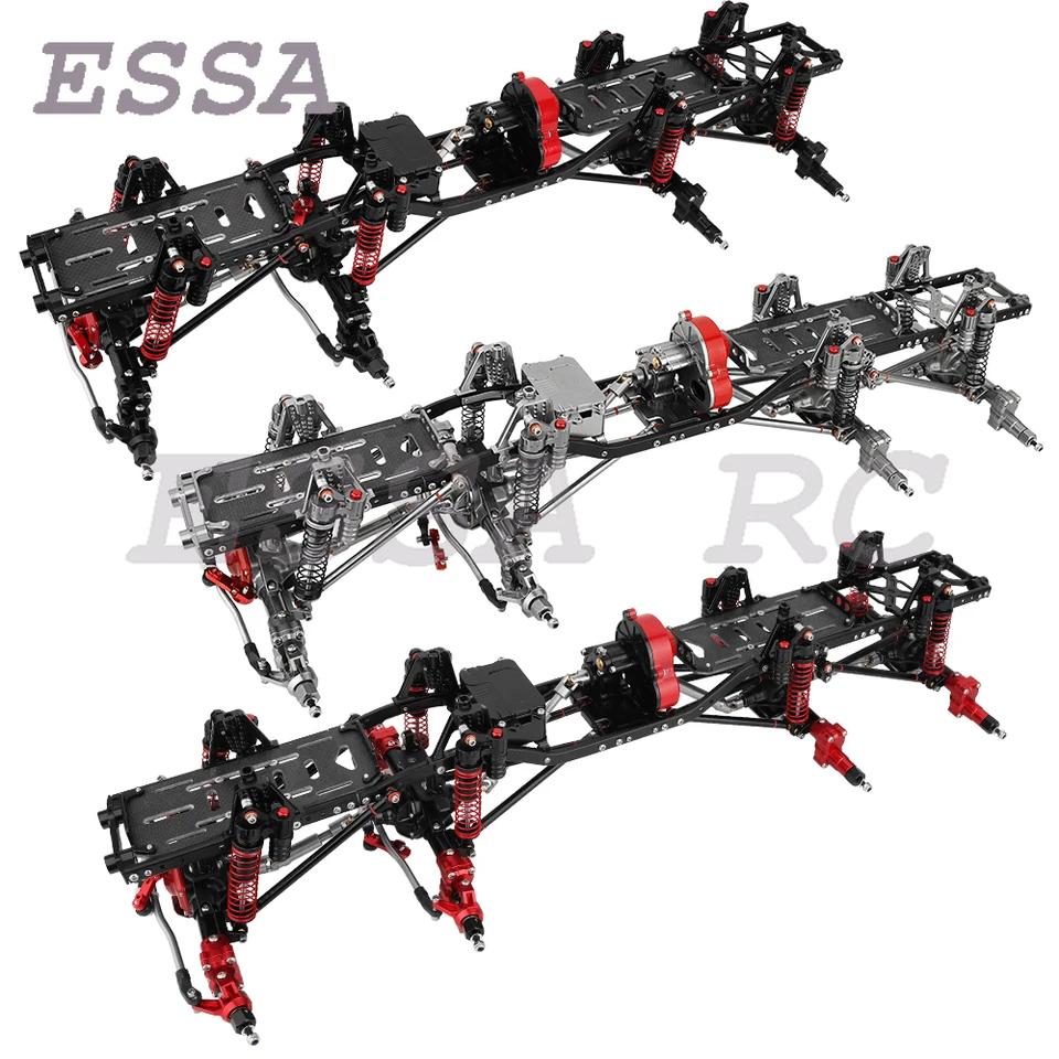 1:10 Kovová zliatina vylepšená 8x8 RC podvozok s rámom s 2 prevodovkami pre prevodovku pre prevodovku pre axiálne SCX10 1/10 RC Crawler CAR SEMS