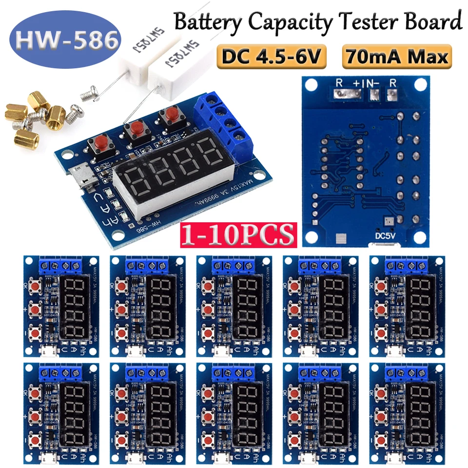 1-10 PCS HW-586 Digital 18650 Littium Olovo-kyselina kapacita batérie Tester doska Modul Modul Capacitance Diagnostic Tool Príspevok