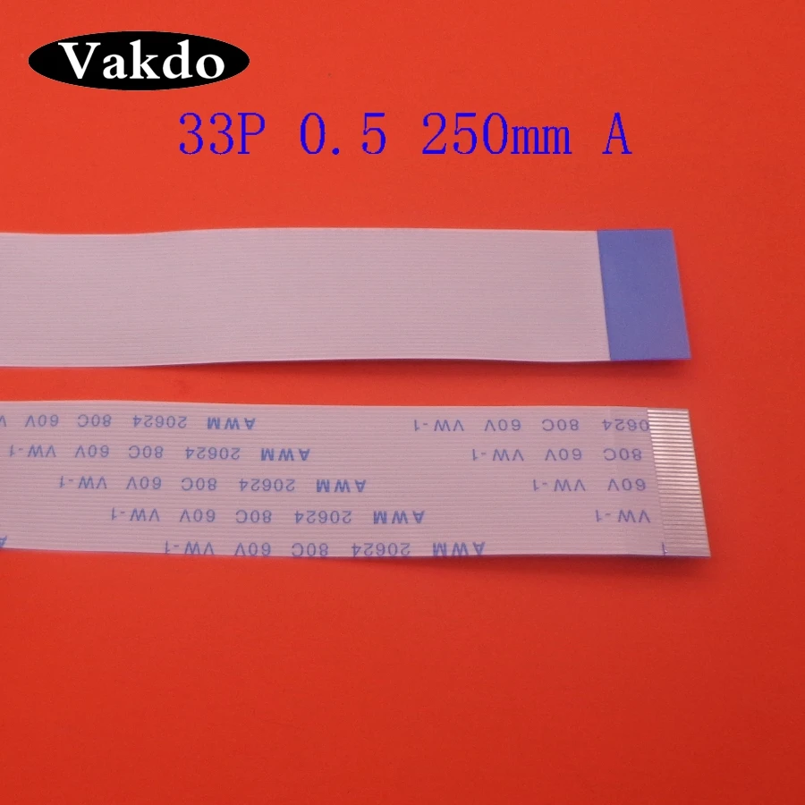 1-100ks 33pin FFC FPC FLATE LINE Flexibilný kábel 0,5 mm tón 33 PIN dĺžka prednej dĺžky 250 mm pásový kábel AWM AWM 20624 80C 60V