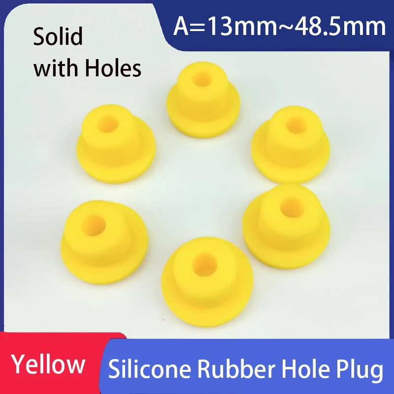 1-100PC Žltá tuhá látka T-Type s otvorom Silikónový gumový záväzok Guma Guma zátka Tesnenie zástrčky Dustovodná guma 13 ~ 48,5 mm