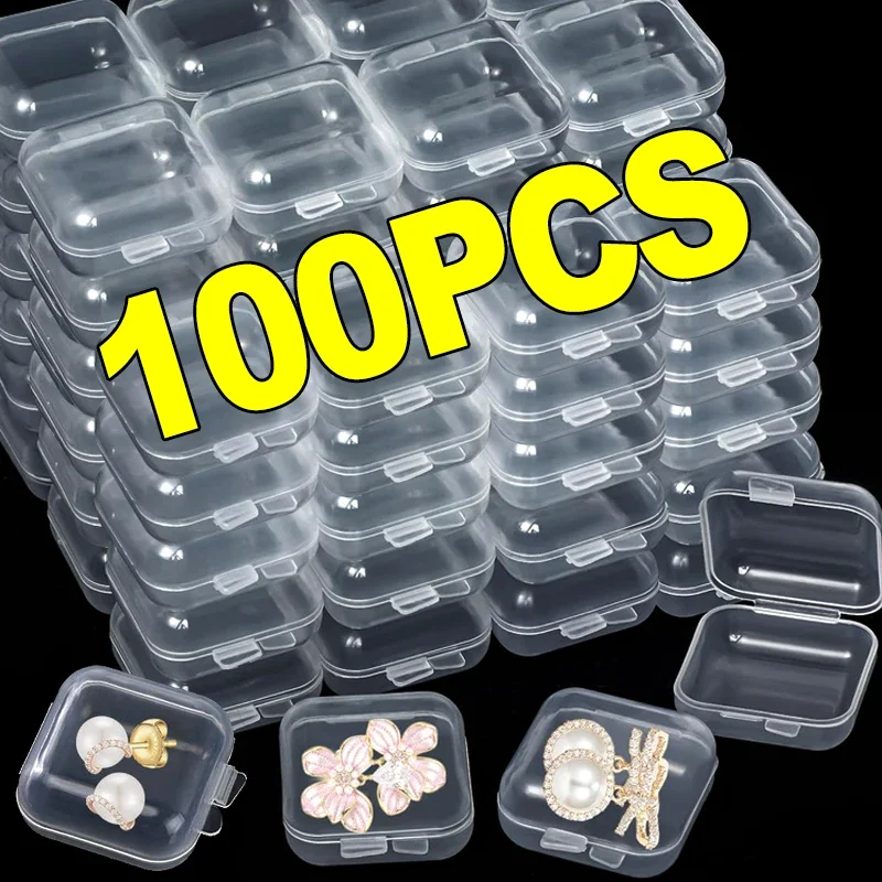 1/100x mini číry šperk s malými plastovými úložnými skrinkami s veciami Craft Bead Organizátor Kontajner pre prstene
