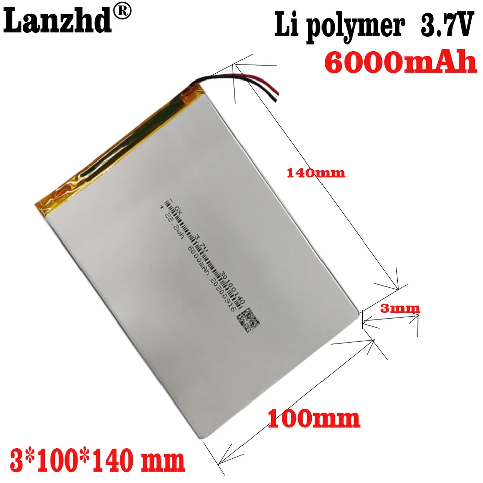 1-10ks 3,7V Li Polymérna lítiová batéria 30100140 6000 mAh pre Teclast M40 Love Landing PDA Smart Tablet Computer 3.7V Polymér