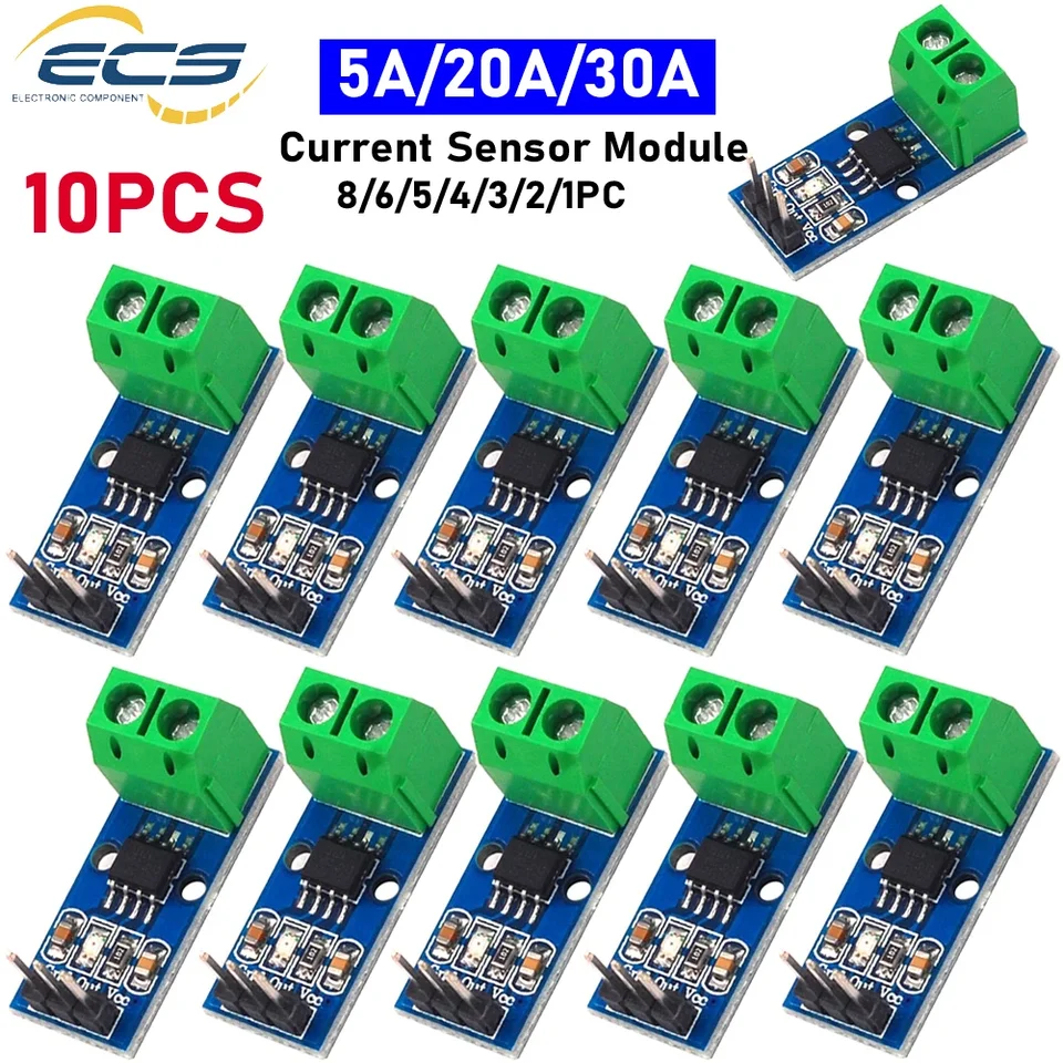 1-10ks ACS712 DETEKTOR DETEKTORA SENZORA 5A/20A/30A ROZSAH HALL Efektový efekt prúdového senzora MODUL