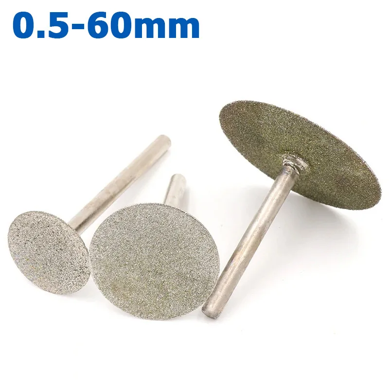 1-10ks DIA 0,5-60 mm Diamond Reuting Grinding Head Wheel 2,35/3/6 mm drieku na strih jade kamenného vosku pre dremel rotačný nástroj