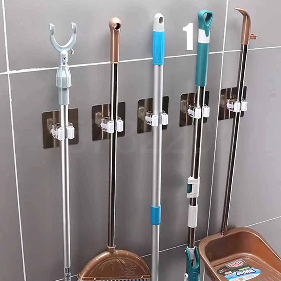 1-10ks lepidlá viacúčelové háčiky na stenu namontované organizátor Mop Organizátor Rackbrush Broom Hanger Hook kuchyňa Kúpeľ