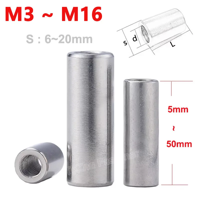 1-10ks okrúhle spojovacie matice M3 M4 M5 M8 M10 M12 M14 M16 304 Nerezová oceľ Rozšírte dlhé spojenie matica Nám