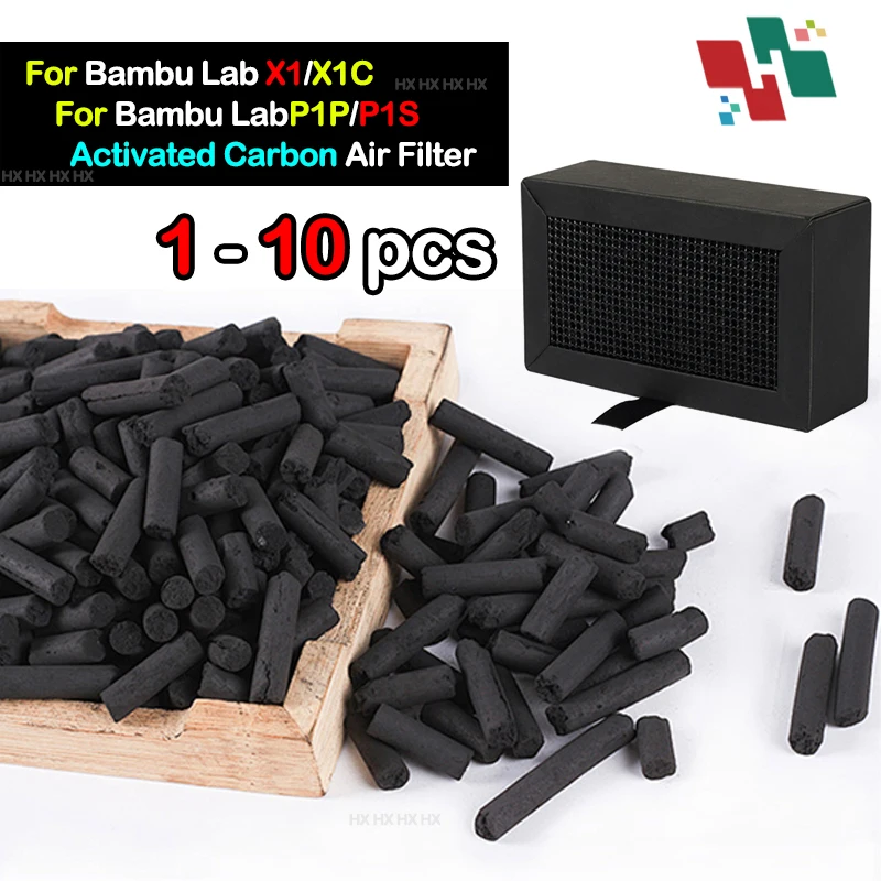 1/10ks pre laboratórium BAMBU X1 X1C P1P P1S 3D TLAČNÁ TLAČNÁ TLAČIKA Aktívny výmena čističa vzduchu uhlíka
