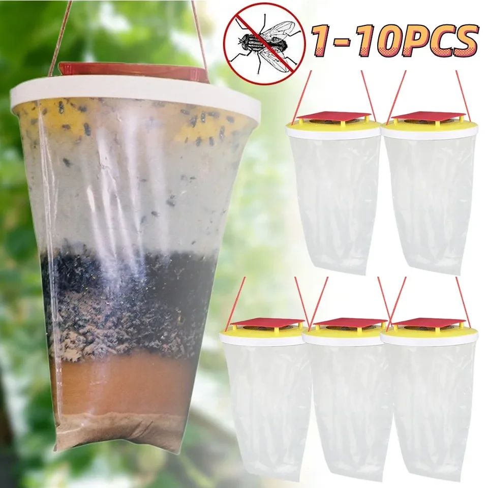 1-10ks visiaci chytač zachytávacie lapacie vrecká na jednorazové muchy Catching Bag Bug Killer Vonkajší záhradný hmyz naláka