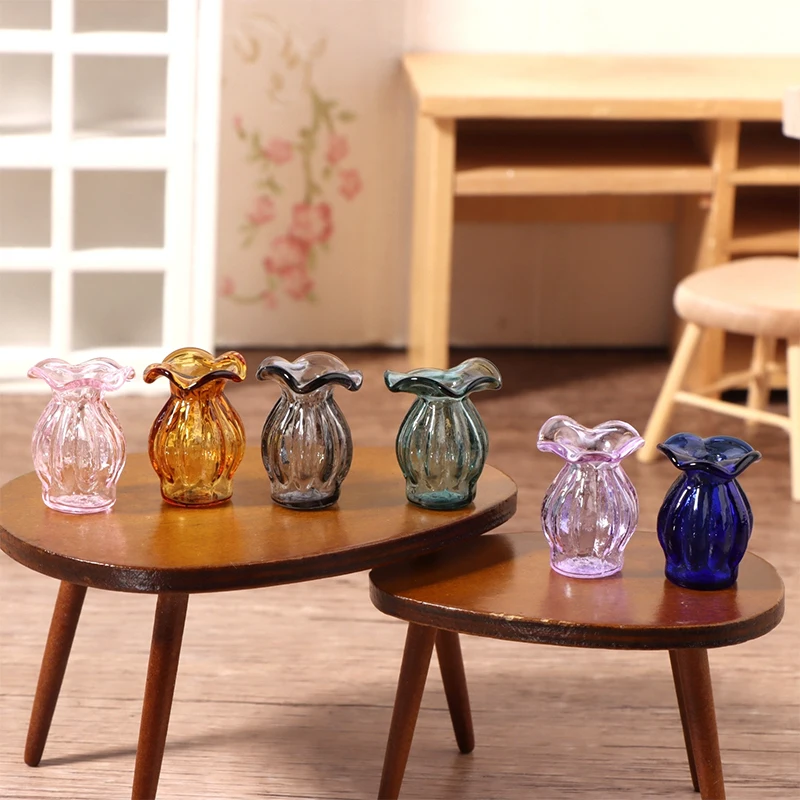 1:12 Dollhouse Miniatúrna sklenená váza kvetinové aranžmán pre bábiky záhrady dekora